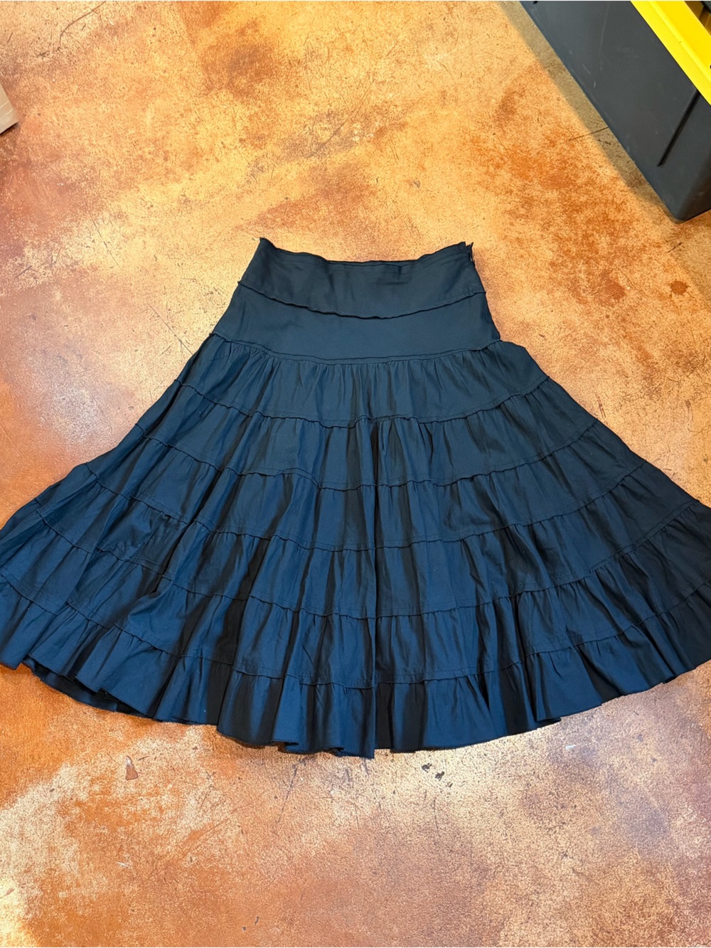 Women's Black Tiered Midi Skirt